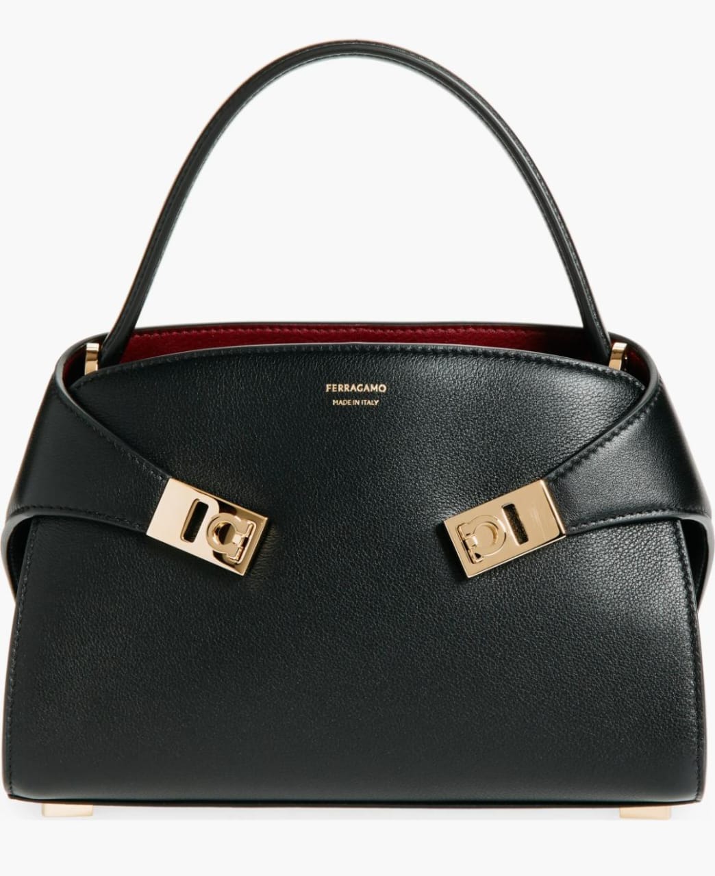 Color: Nero Borgogna   Extra Small Hug Leather Top Handle Bag FERRAGAMO