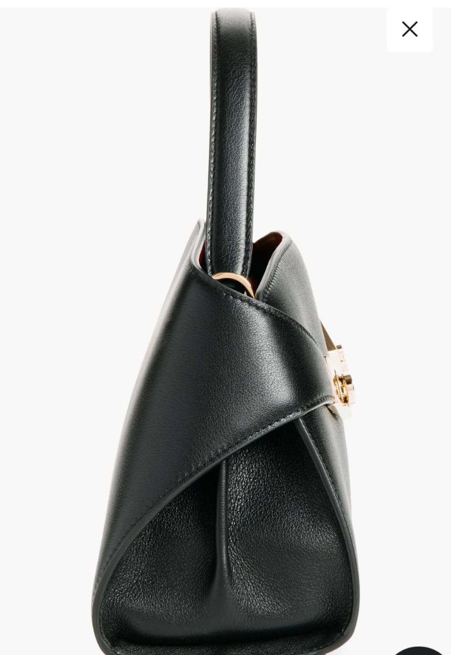 Color: Nero Borgogna   Extra Small Hug Leather Top Handle Bag FERRAGAMO