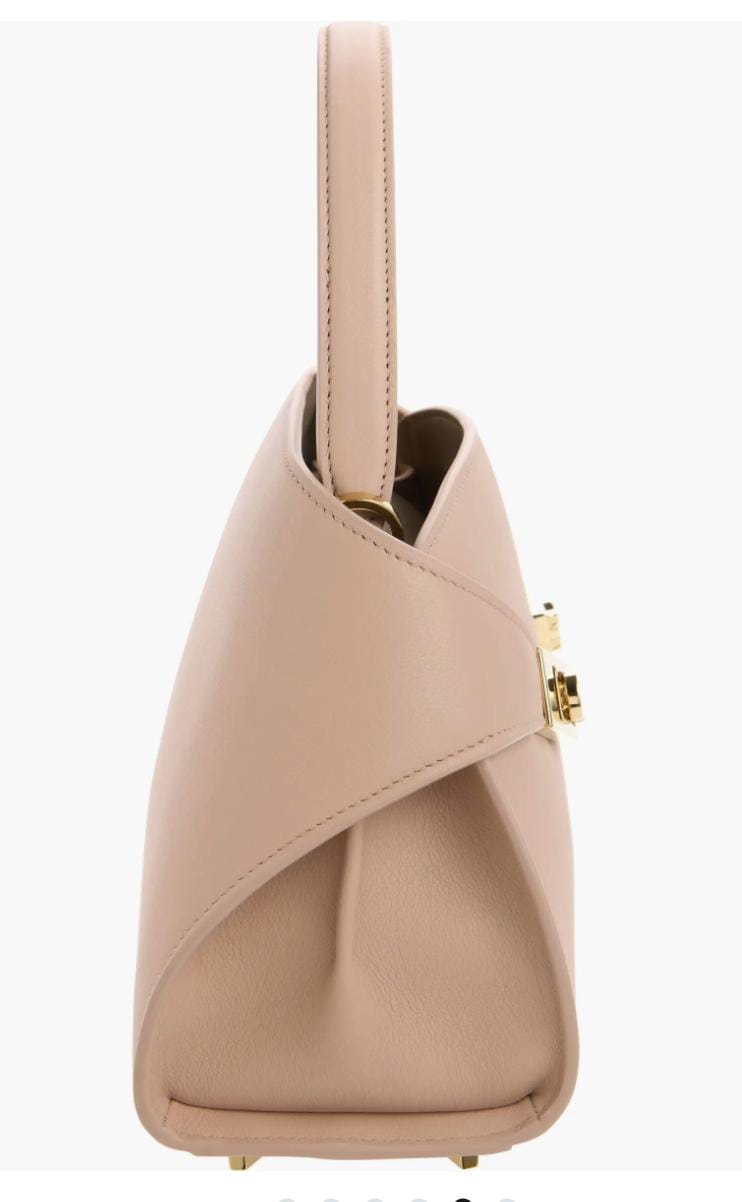 Color: Dusty Pink Warm Taupe   Extra Small Hug Leather Top Handle Bag FERRAGAMO