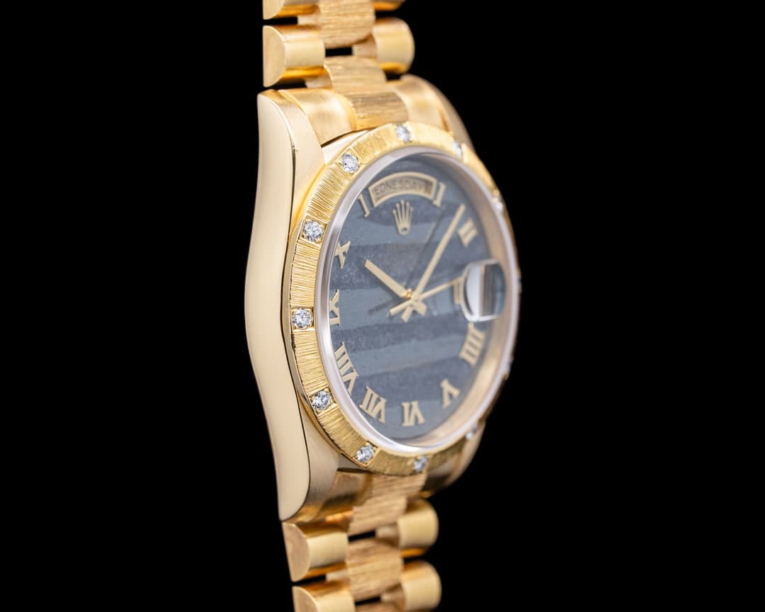 Rolex 18308 Day-Date Bark Finish 18K YG Ferrite Roman Dial Circa. 1989 RARE REF: 18308