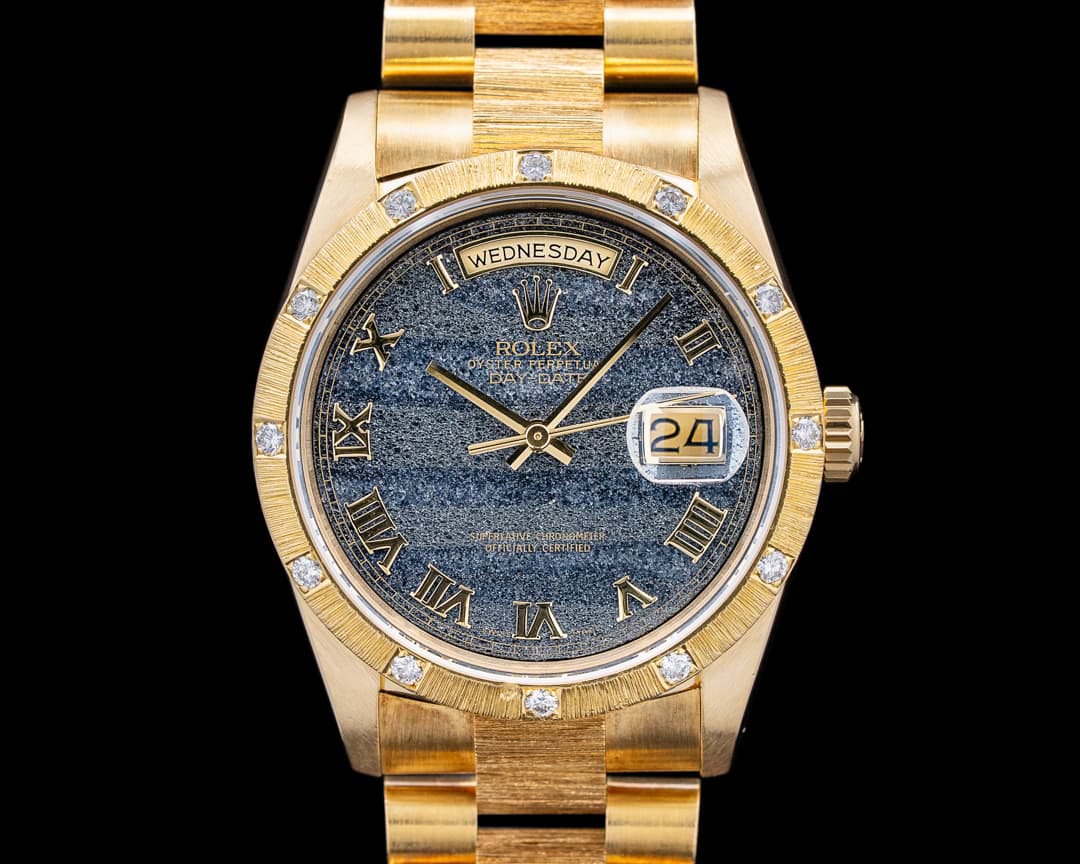 Rolex 18308 Day-Date Bark Finish 18K YG Ferrite Roman Dial Circa. 1989 RARE REF: 18308