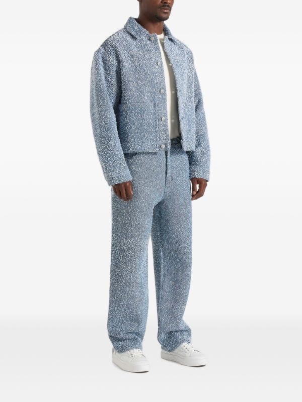 Manière De Voir Damien in blue bouclé denim jacket with back pleat