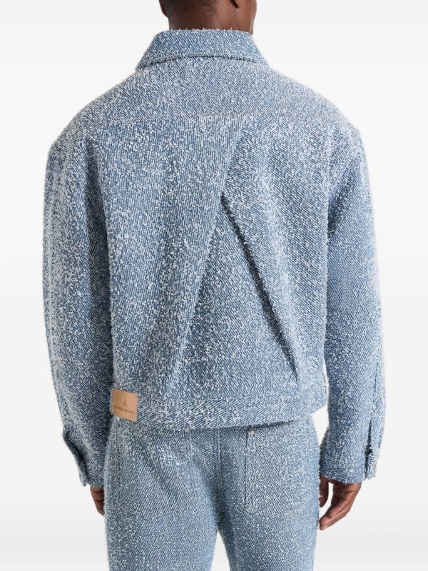 Manière De Voir Damien in blue bouclé denim jacket with back pleat