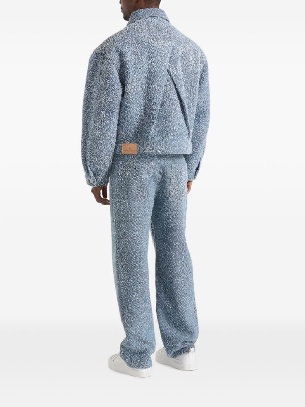 Manière De Voir Damien in blue bouclé denim jacket with back pleat
