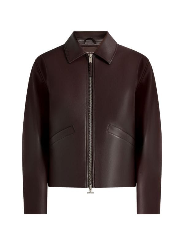 Manière De Voir Yves in brown minimal faux-leather jacket