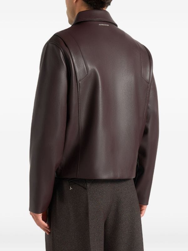 Manière De Voir Yves in brown minimal faux-leather jacket