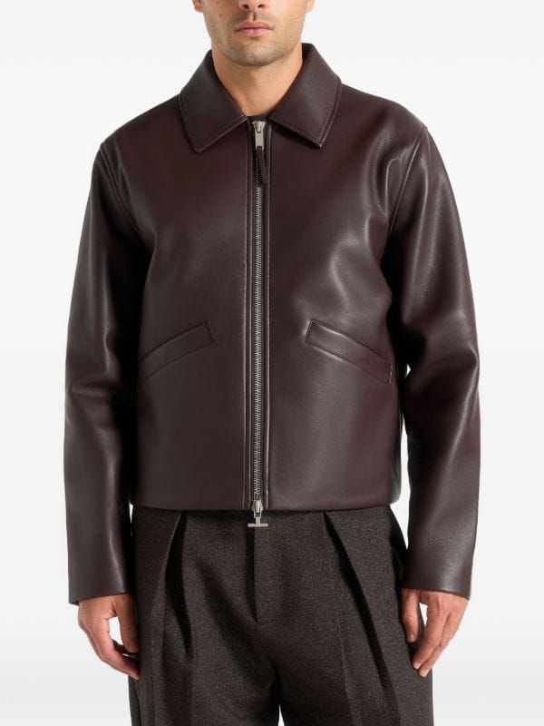 Manière De Voir Yves in brown minimal faux-leather jacket