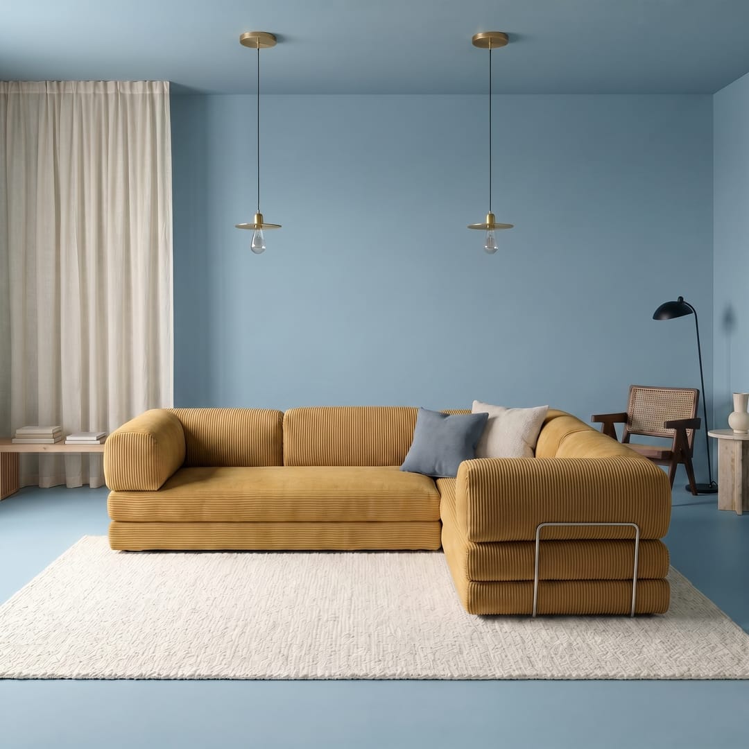 Poufudic L Shaped Corner Sofa Mustard