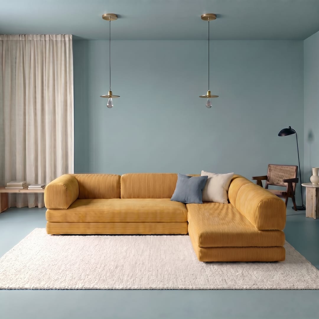 Poufudic L Shaped Corner Sofa Mustard