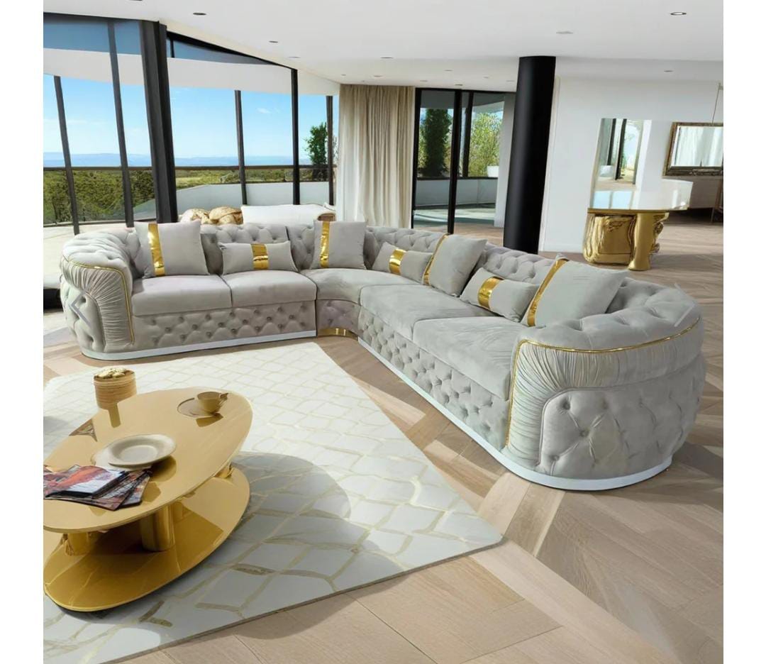 High End Velvet Fabric Sectional Sofa