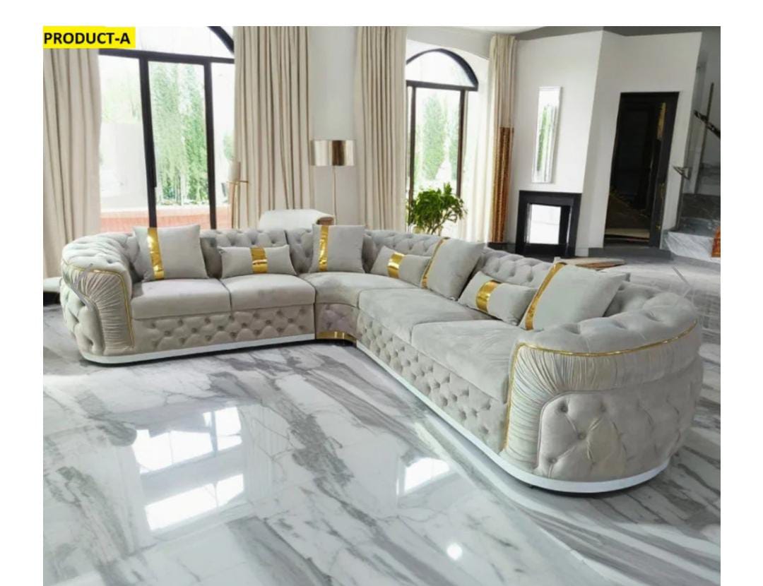 High End Velvet Fabric Sectional Sofa