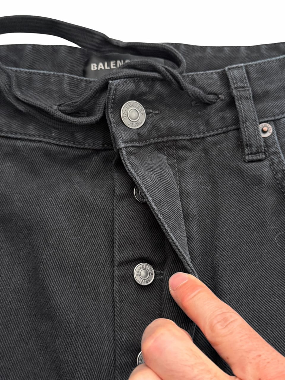 2024 Baggy Wide Leg Black Denim w Drawstring Regular
