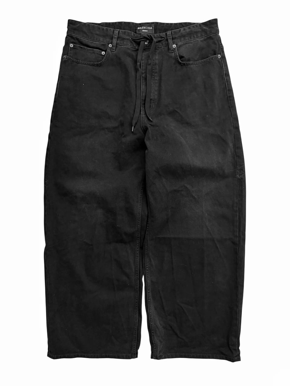 2024 Baggy Wide Leg Black Denim w Drawstring Regular