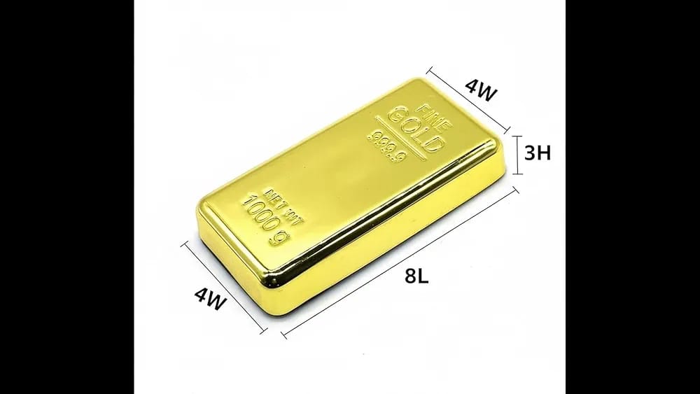 Weight: Approximately 250 grams (8.04 troy ounces); designed to resemble the look and feel of a real gold bar