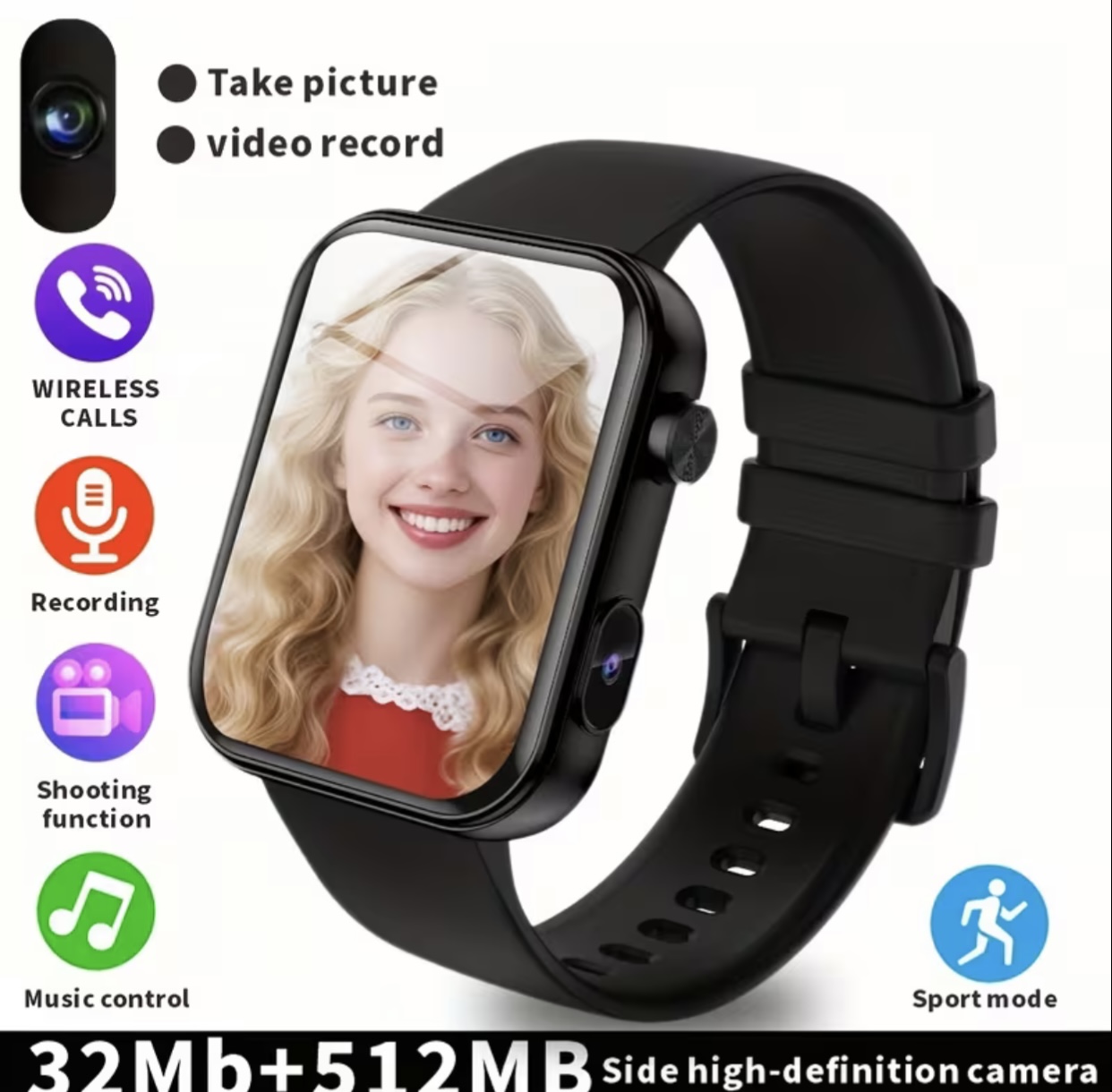 SENBONO New Smart Watch Capable Of Shooting Videos, with A 300K Pixel Camera, 512MB Memory for Storing Video And Photo, Dynamic Video Background, Download And Play Music, Wireless Call Smartwatch, Multiple Functions, Ideal Gift for Men Women Brand Official