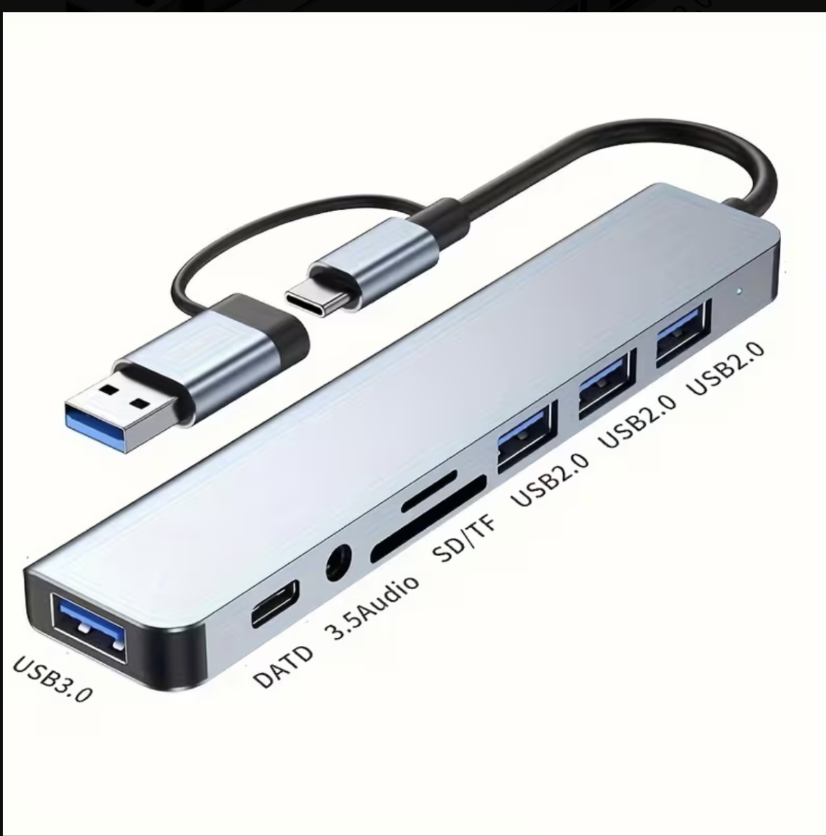1 8-In-1 USB C Hub with Audio Jack | Compatible with Tablets, USB Powered, 5V Operating Voltage