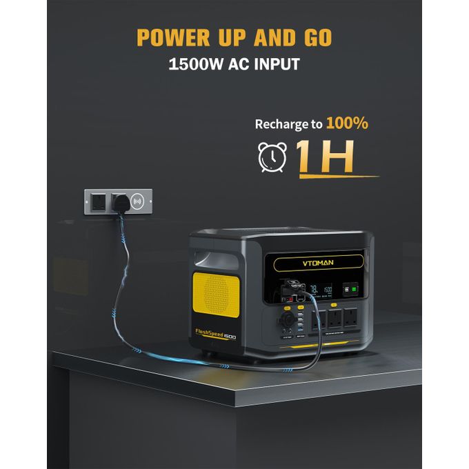 VTOMAN FlashSpeed 1500 Power Station and Solar Generator 1548Wh/1500W