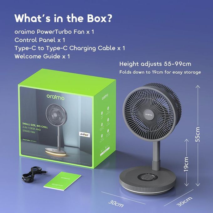 Oraimo Power Turbo 4000mAh Portable Folding Fan