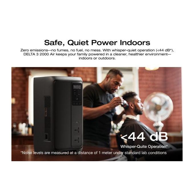 ECOFLOW DELTA 3 2000 Air Portable Power Station with 220W Solar Panel, 1920Wh LiFePO4 (LFP) Battery, 1000W AC Output Solar Generator for Home Backup Power, Camping & RVs, Free Electric Fan
