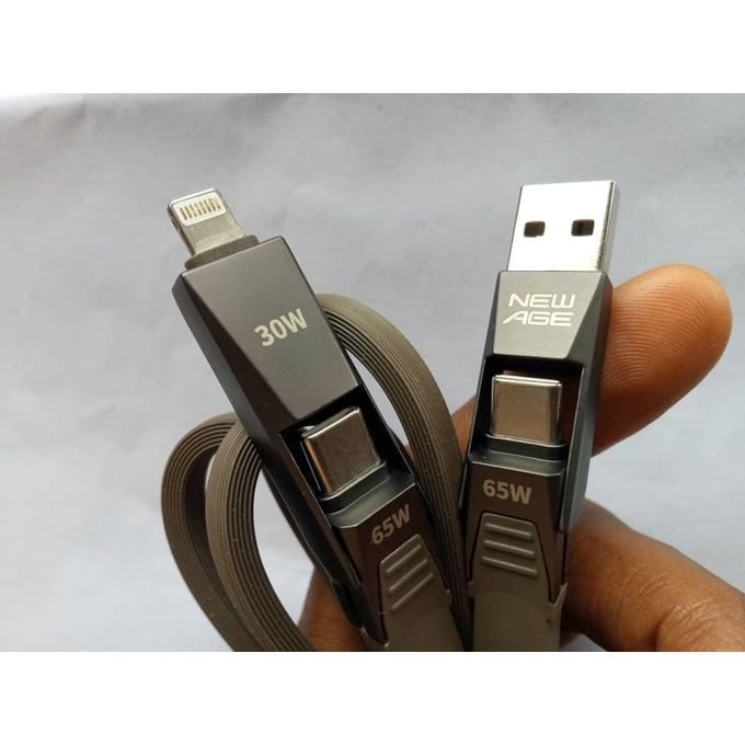 New Age 4-In-1 Data USB Cable 95W (USB +USB-C / Lightning + USB-C)