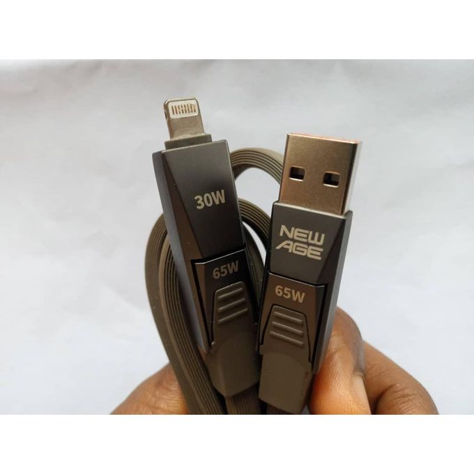 New Age 4-In-1 Data USB Cable 95W (USB +USB-C / Lightning + USB-C)