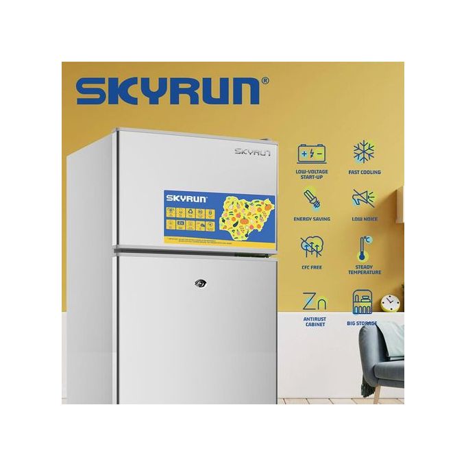 Skyrun 85 Litres Double Door Top Mount Fridge (BCD-108J) - Silver.