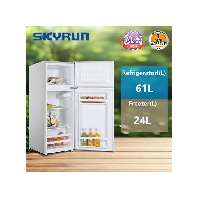 Skyrun 85 Litres Double Door Top Mount Fridge (BCD-108J) - Silver.