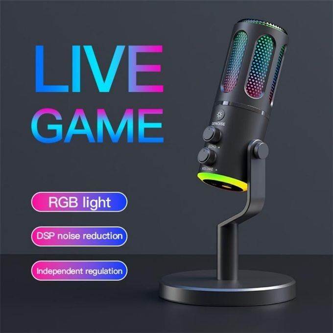 SU8 RGB Light Noise Reduction Desktop Microphone for Live Streaming / Recording / Gaming